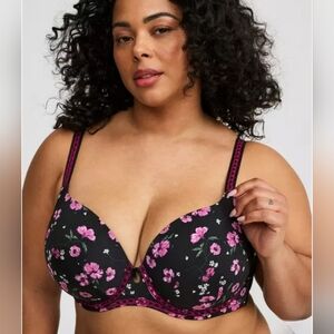 Torrid Floral Black and Pink Underwire Bra